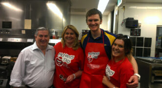 Nathanial serving it up at McHappy Day, Penrith