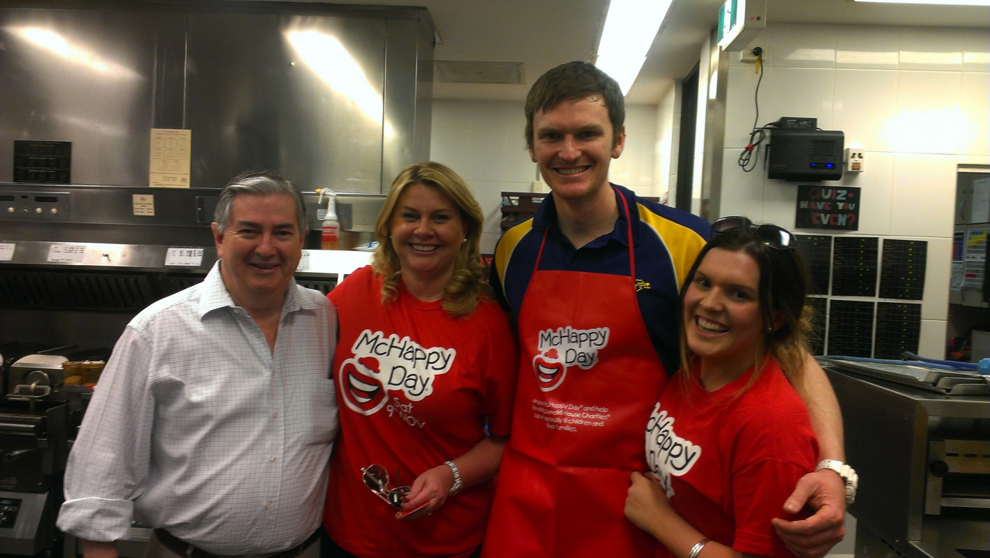 Nathanial serving it up at McHappy Day, Penrith